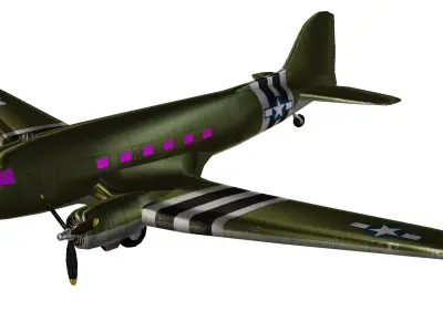 WWII Douglas C-47 Skytrain Military Transport Aircraft 3D model