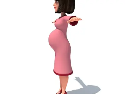 Cartoon Character of Pregnant Woman 3D model
