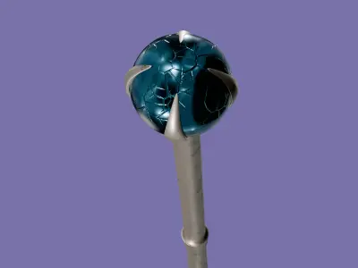 Scepter With Glass Ball Low Poly 3D model