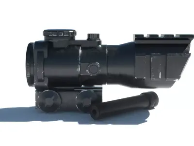 Weapon Set Collimator Scope and Silencer Free low-poly 3D model