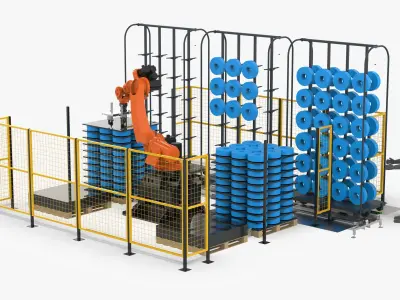 Automatic Robot Bobbin Loading Workstation 3D model