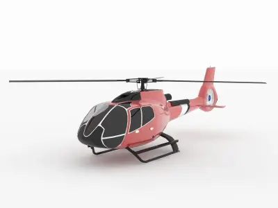 Helicopter H 130 Animated Low-poly 3D model