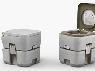 Unclean Outdoor Toilet System with Shit 3D model