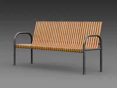 Rustic orange bench 3D model