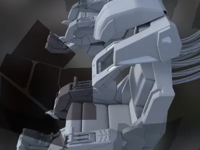 Lowpoly Sci-fi Cockpit-Twin Seat Cockpit Low-poly 3D model