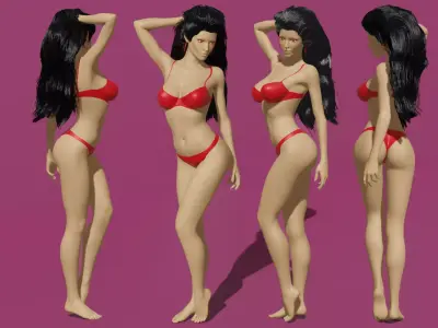 Hot Girl Low-poly 3D model