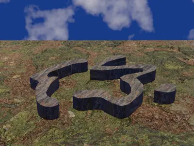 Chinese script quad model  for making animation Low-poly 3D model