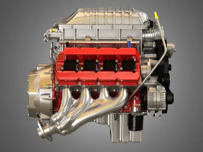 Demon HEMI Engine - V8 Supercharger Engine 3D model