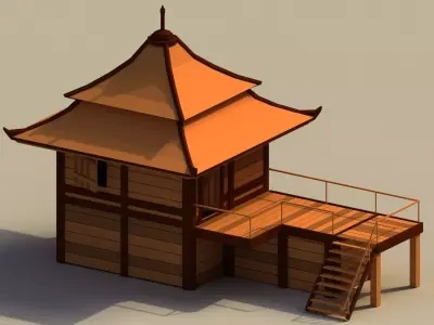 Low Poly Traditional Japanese House Low-poly 3D model