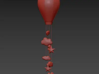 hot air balloon baby mobile Low-poly 3D model