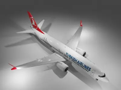 Turkish airlines Boeing 737 max8 3d model Low-poly 3D model