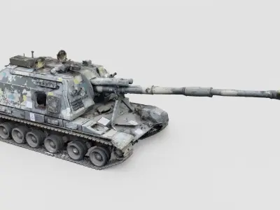 Destroyed 2S19 Msta 152 mm self-propelled howitzer M1990  3D model get