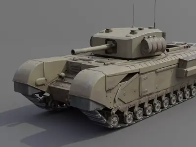 Churchill MK III Infantry Support Heavy Tank Low-poly 3D model