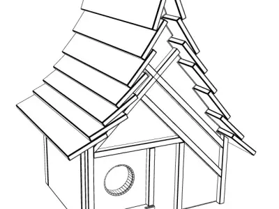 Birdhouse with roof 3D model