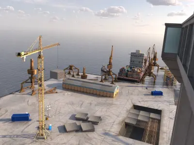 Detailed Commercial Harbor 3D Pack 3D model
