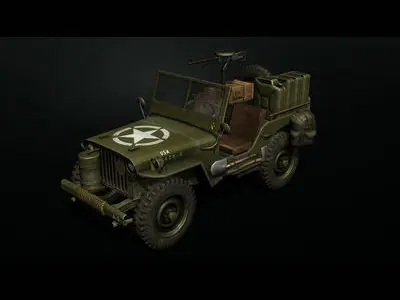 Low poly Willy Army Jeep 1942 Low-poly 3D model