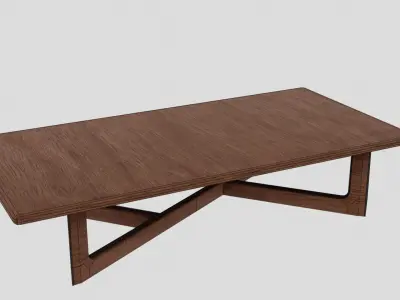 Table modern coffee with wooden legs Free low-poly 3D model