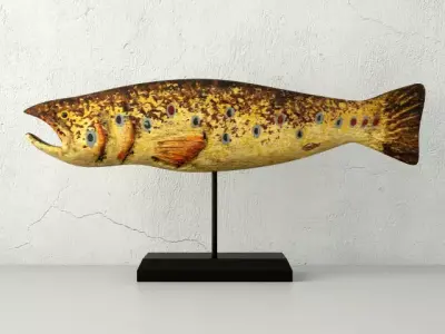 Hand Carved Wooden Fish 2 3D model