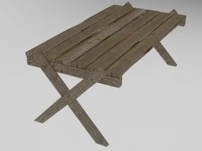 Old Wood Table Low-poly 3D model