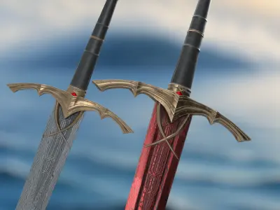 Damascus Red Rain Wraith Sword - Valyrian Inspired 3D Asset Low-poly 3D model
