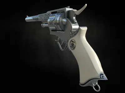 Frankenstein pistol low poly game ready gun model Low-poly 3D model