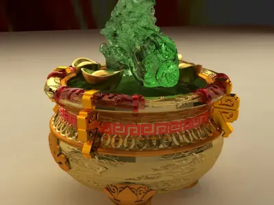 Chinese Gold Ingot Pot 3D model