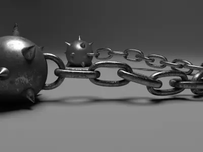 Mace on a chain Low-poly 3D model