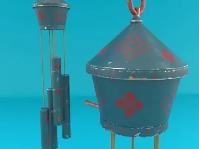 Wind Chime Bird House 3D model