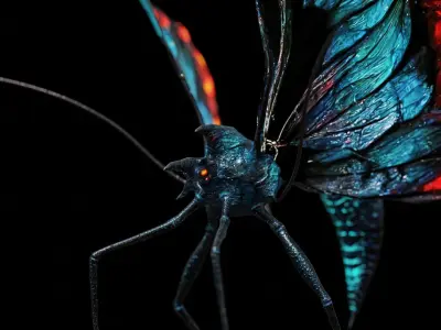 Alien Butterfly Insect Low-poly 3D model