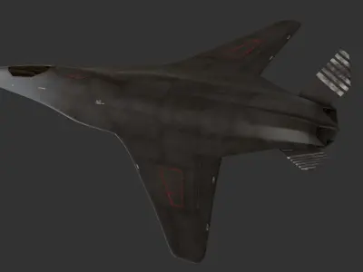 Sci-fi stealth jet aircraft Low-poly 3D model