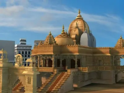 JAIN MANDIR TEMPLE with huge gate 3D model