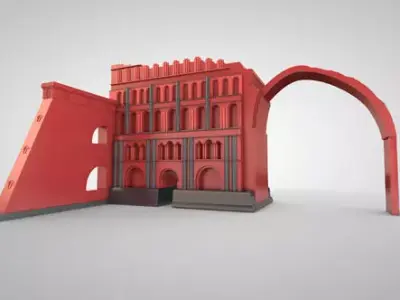 Taq Kasra Persian Temple and Palace Low-poly 3D model