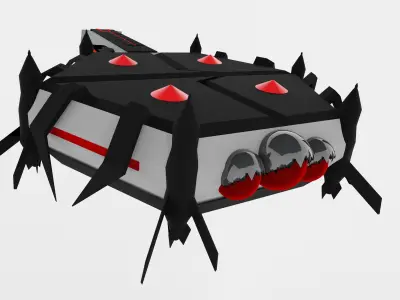 spaceship lowpoly with spacestation Low-poly 3D model