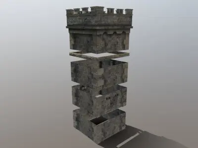 Medieval Modular Tower Builder Low-poly 3D model