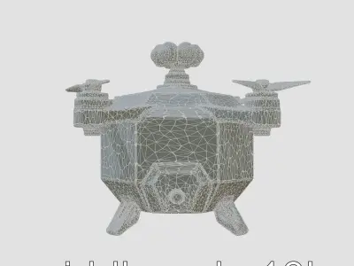 Hexagonal Rotorcraft Drone with Sensor Array Low-poly 3D model