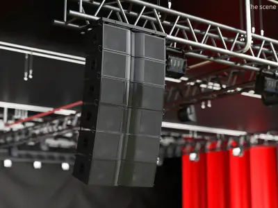 Line Array Speaker System with Rigging Frame 3D model