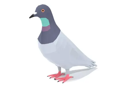 Low Poly Cartoon Pigeon Low-poly 3D model