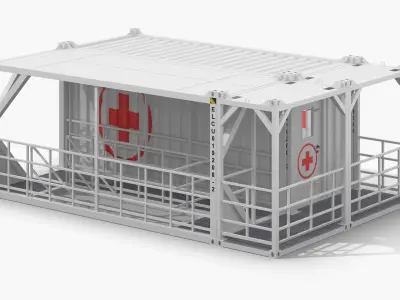 Hybrid Container Stair Platform White 3D model