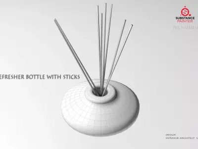 Air refresher bottle with sticks Low-poly 3D model