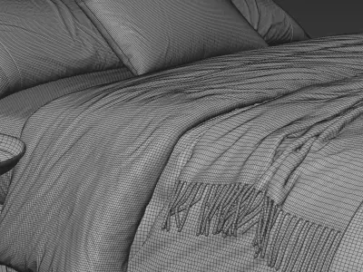 West Elm Flanged Edge Upholstered Bed 3D model