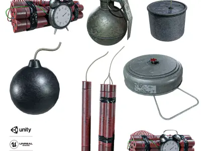 Explosive   7  Pack Low-poly 3D model