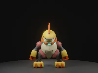 hedgeshock orange robot 3D model