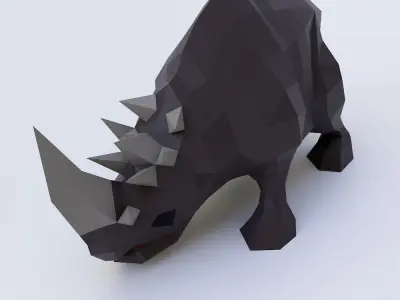 Rhino 3d model rhinoceros Low-poly 3D model