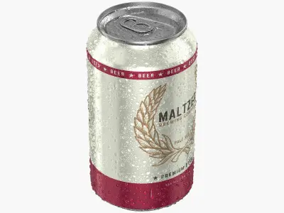 Standard Beer Can With Droplets 355ml 3D model purchase