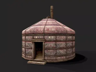 Traditional Yurt Nomads Tent with Interior 4 Low-poly 3D model