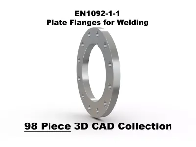 EN1092-1 Type 1 Plate Flanges for Welding 3D model