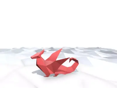 Origami Dragon Low-poly 3D model