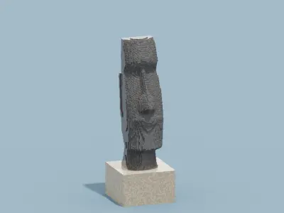 Voxel Moai Statue Low-poly 3D model