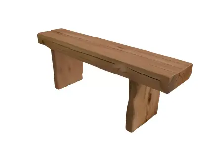 Rustic Solid Wood Bench 3D model