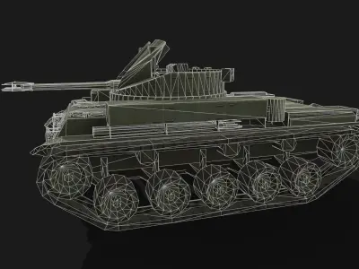 Tank M42 Low-poly 3D model